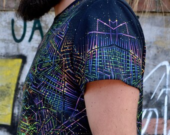 Moonlight Tee shirt suede unisexual Tシャツ光る 月 MOON Equipped 66 Years T-shirt