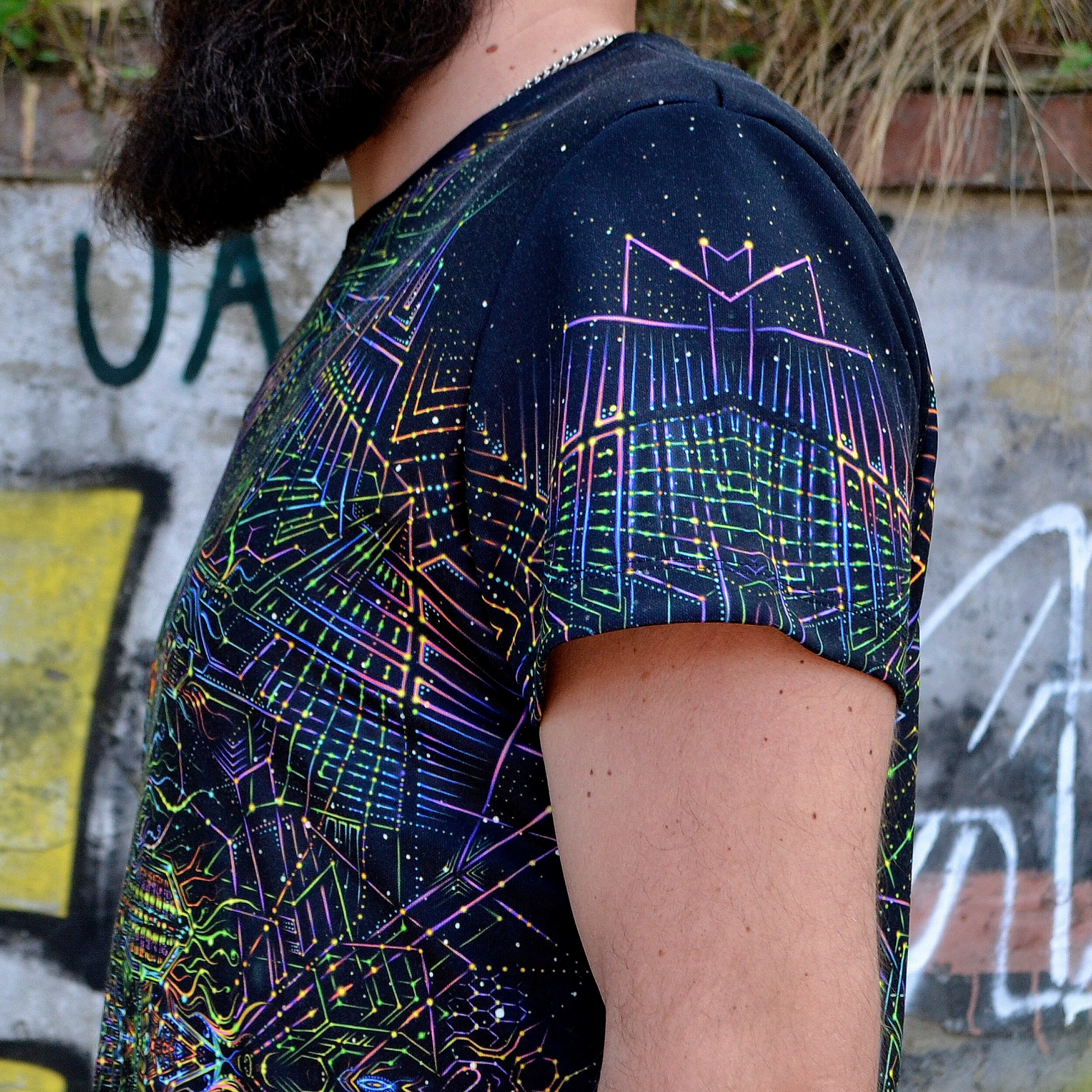 Psy T-shirt Blacklight UV Active Full Print Space Engine