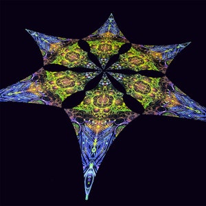 Canopy blacklight UV active Consciousness of the Universe ceiling decor lycra psytrance party festival psychedelic decoration trippy room