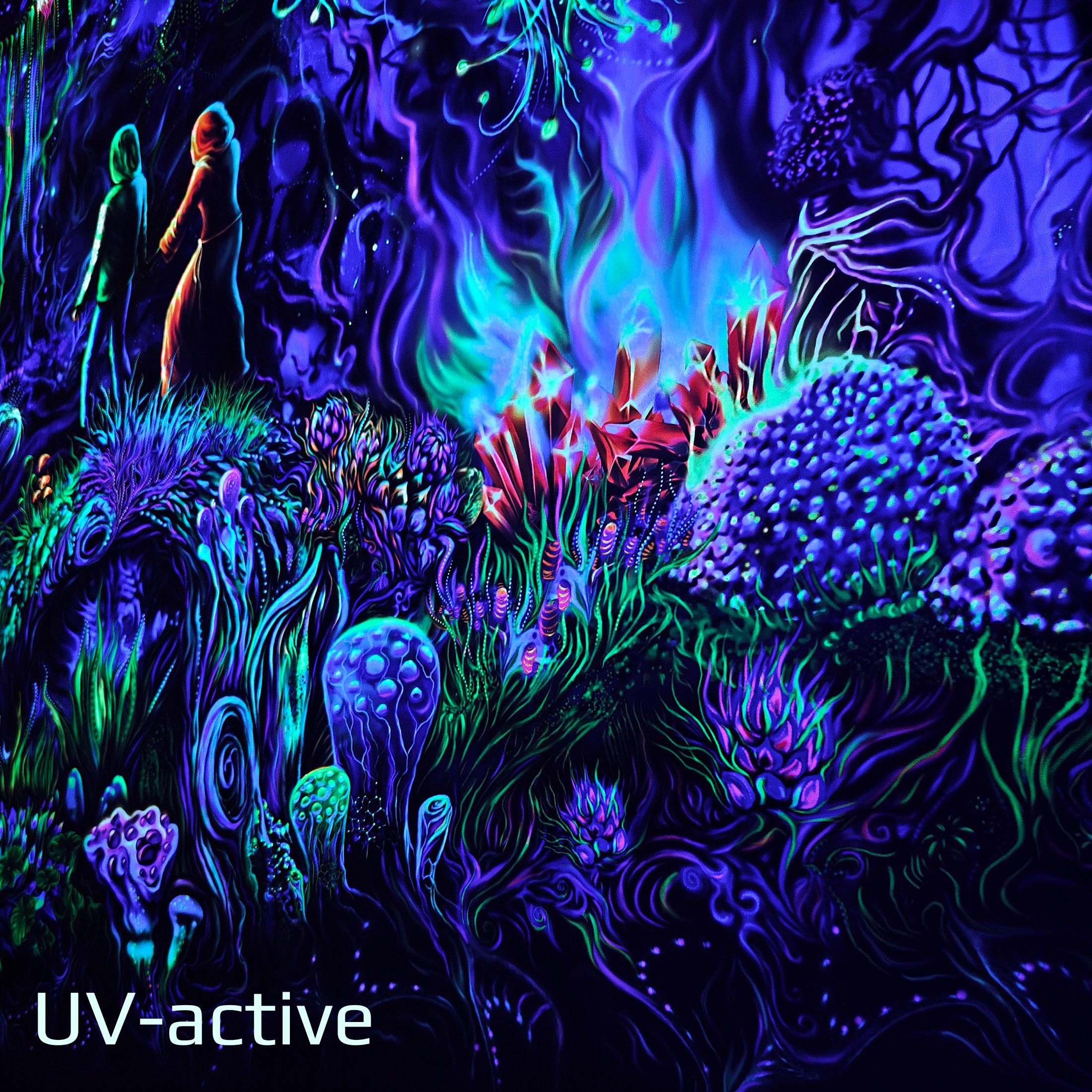 【レジンアート】モノクローム／夜光虫／蓄光／ワイドパネル UV Blacklight - Psy Backdrop : Wizard Forest - Trance Party Decor
