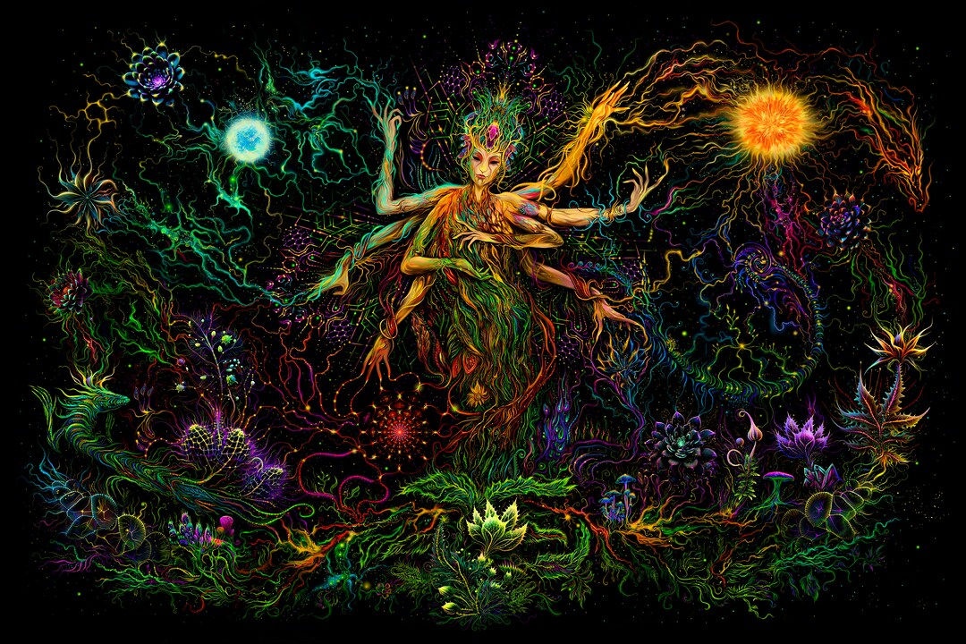 Psy Tapestry Mavka Guardian of the Forest Backdrop Blacklight UV Active ...