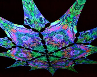 Canopy blacklight UV active Flower ceiling decor lycra psytrance party festival psychedelic decoration trippy room magic forest fractal