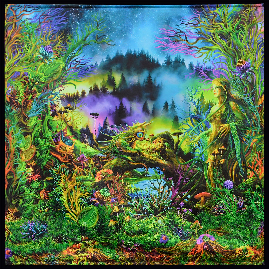 UV Backdrop : Elven Forest - Blacklight Art - Trippy Art