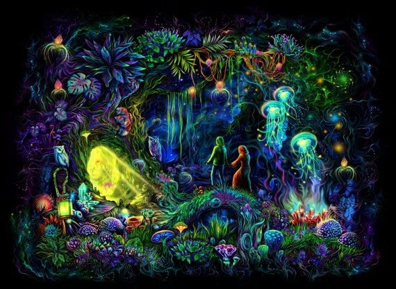 Psy Backdrop wizard Forest UV Active Blacklight - Etsy Singapore Psy Backdrop wizard Forest UV Active Blacklight - Etsy Singapore