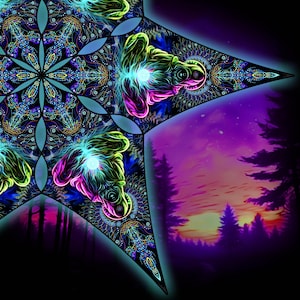Canopy blacklight UV active Adept ceiling decor lycra psytrance party festival psychedelic decoration trippy room