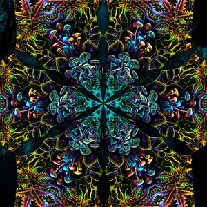 Canopy blacklight UV active Mushroom kingdom ceiling decor lycra psytrance party festival psychedelic decoration trippy room