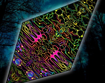 Canopy blacklight UV active Labyrinth ceiling decor lycra psytrance party  festival psychedelic decoration trippy room fractal decor