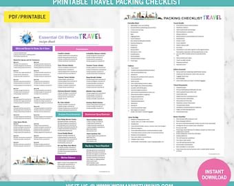 Travel Essential Oil Recipe Sheet & Packing List