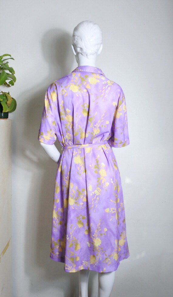 70s Summer Lilla Purple Flower Dress Floral Desig… - image 8