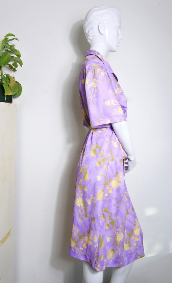 70s Summer Lilla Purple Flower Dress Floral Desig… - image 7