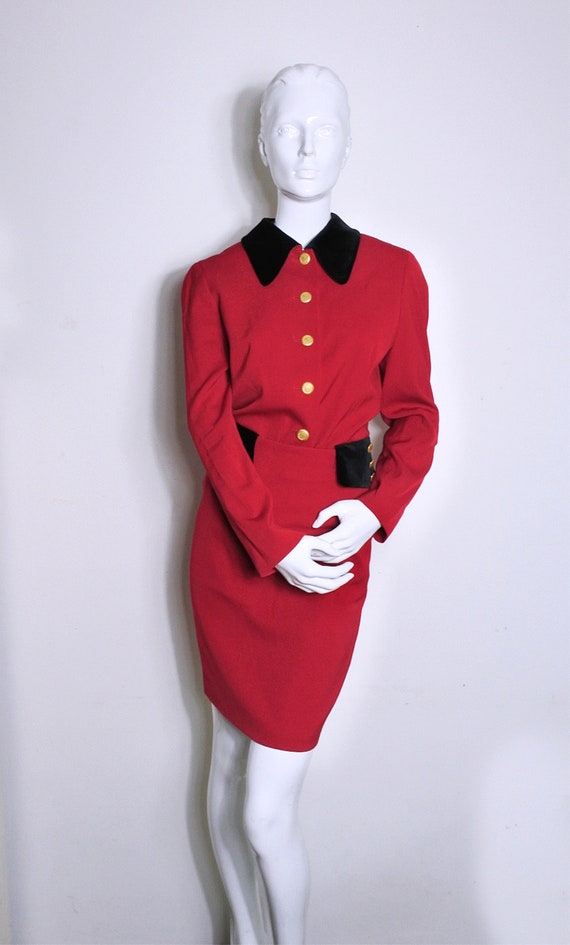 80s Designer Blacky Dress Berlin Suit 2 Piece Set