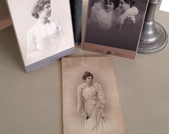 3 antique cabinet photos of young women