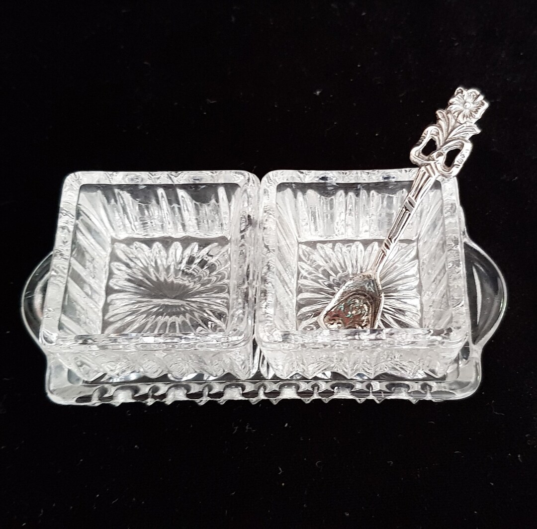 4piece Saliere With Real Silver Spoons Etsy