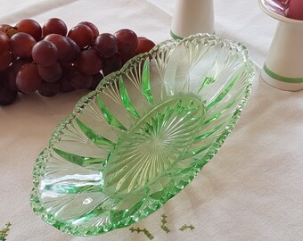 Antique green pressed glass bowl