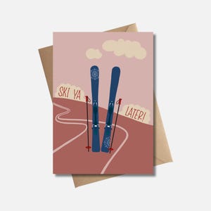 Skiez plus tard ! Carte avec enveloppe kraft