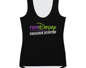 runDopey - Challenge Accepted with race distances - Women's Athletic Tank Top (Black)