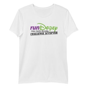 runDopey - Challenge Accepted with Optional FREE Personalization - Men&#39;s Athletic T-shirt (White)