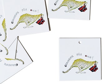 Gift tag cheetah, set of 6, sustainable and heartfelt