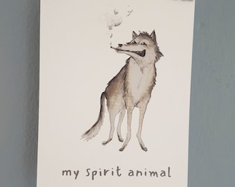 Wolf, my spirit animal, digital print on watercolour paper, DINA 5