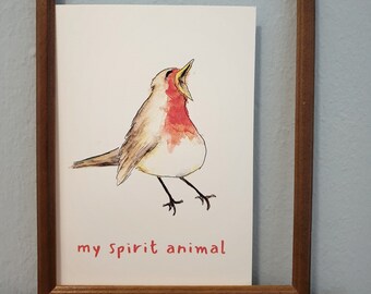Redthroat, my spirit animal, digital print on watercolour paper, DINA 5