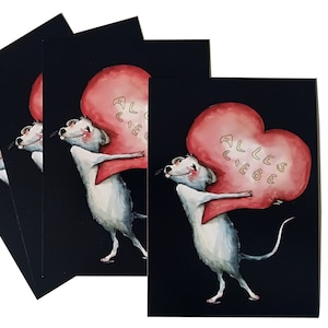 Felicidades Juego de Cartas Ratón "Todo Amor", 4 Postales, Sostenible y Sentida