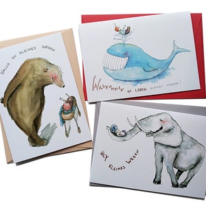 Set di carte di nascita "Piccoli miracoli", 3 cartoline pieghevoli con busta