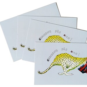 Felicitaciones juego de cartas guepardo, 4 postales, sostenible y sincero