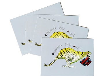 Congratulations card set cheetah, 4 postcards, sustainable and heartfelt