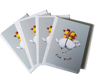 Congratulations card set sheep, 4 folding cards with envelope, sustainable and heartfelt