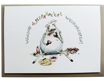 Christmas card set "Christmas snack", 4 folding cards with envelope, sustainable and heartfelt