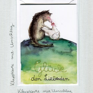 Carte de mariage loup-amour-poulet