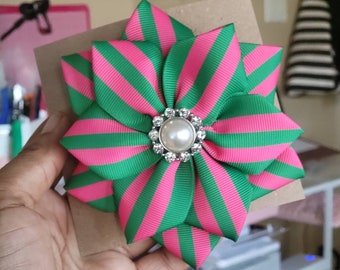 Green and Pink Striped Brooch