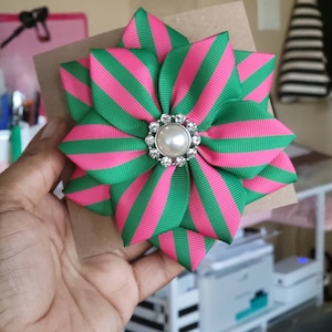 Green and Pink Striped Brooch