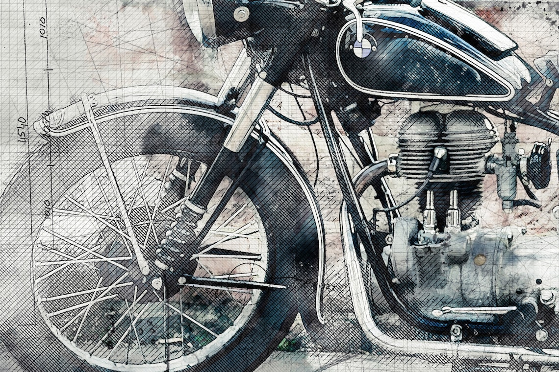 Vintage BMW Motorcycle Art Instant Download Watercolor And | Etsy