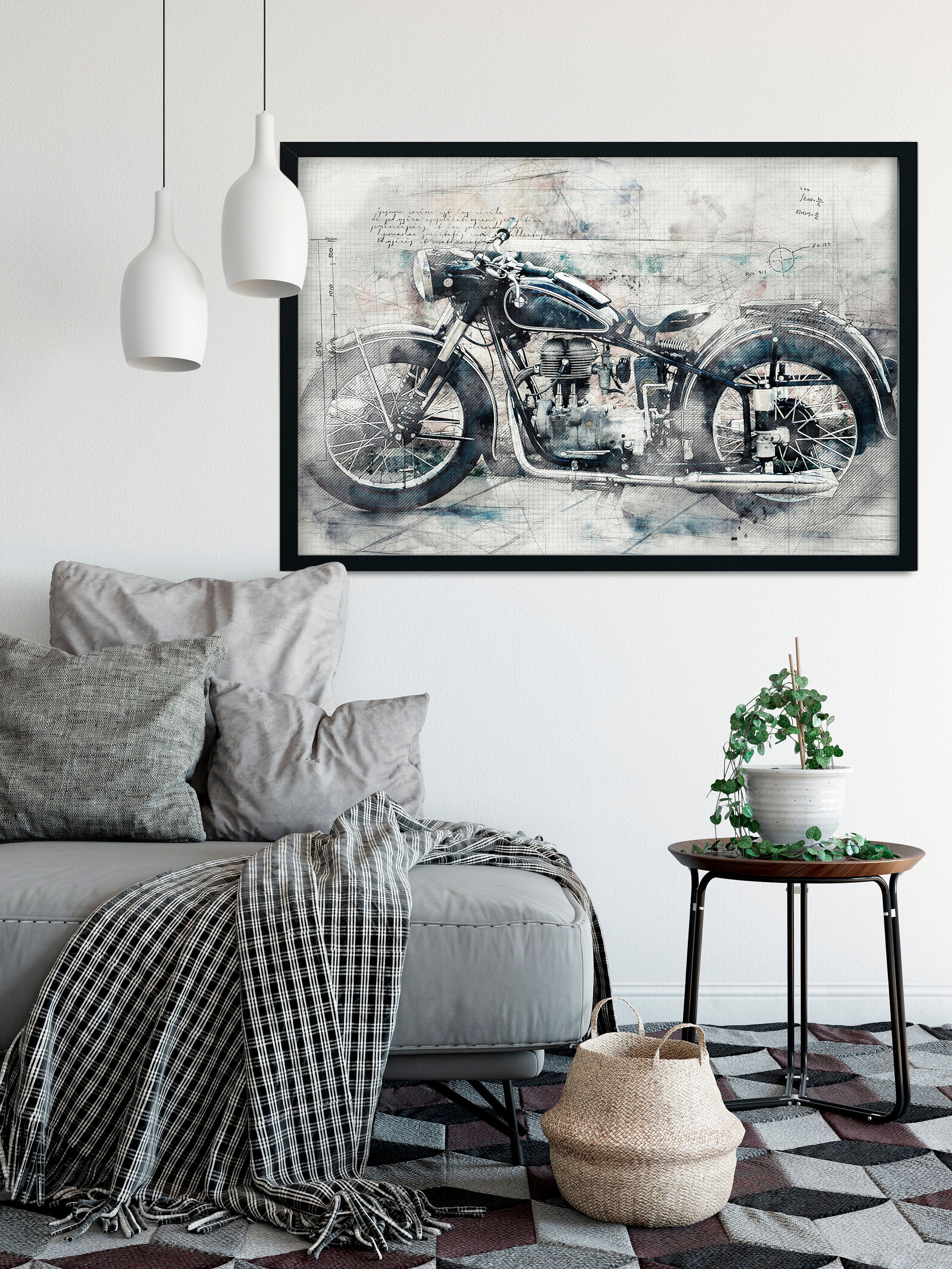 Vintage Bmw Motorcycle Art Instant Download Watercolor And Etsy