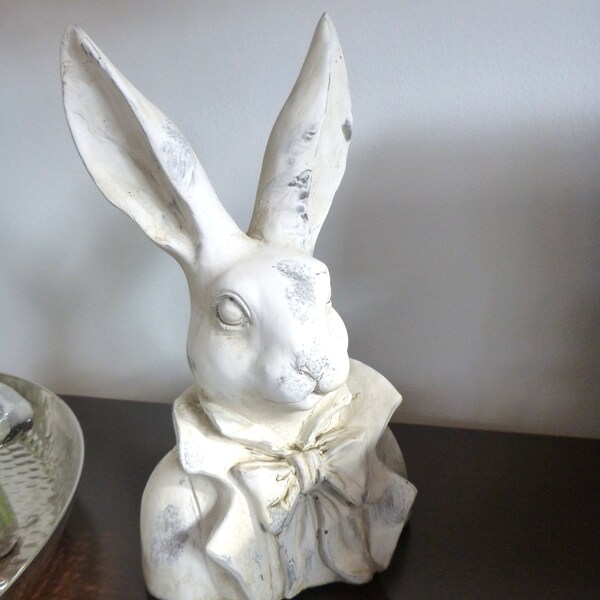 Easter decoration rabbit head MEISTER LAMP white cream white - shabby look 29 cm | Spring decoration | Bunny bust