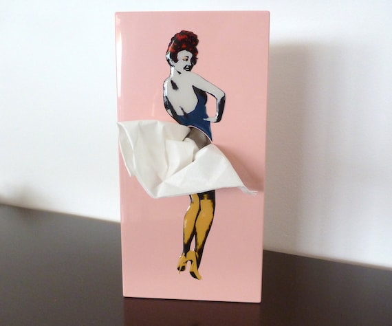 Lustige Taschentuchbox 'Lady Rock' – Vintage Design, Für Rechteckige Tücher, Aus ABS-Kunststoff, Witziges Geschenk