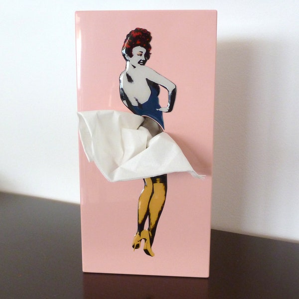 Spextrum Kosmetiktuchhalter Taschentuchbox mit fliegendem Rock Kosmetikbox Kosmetiktuchbox Vintage Pop Art Taschentuchhalter Pink Rosa