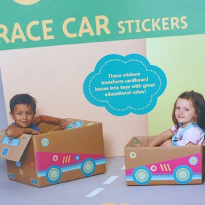 Coole Sticker für Kartons Auto Rennauto Racer Racecar Sticker Set Aufkleber Etiketten für Karton Kiste Schachtel Badala Geschenk Geburtstag