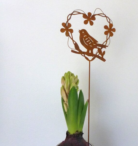 Blumenstecker „Für Dich“ Aus Metall – Edelrost-Optik, 28 Cm Hoch (Stab 17 Cm), Für Topfpflanzen & Gartendeko