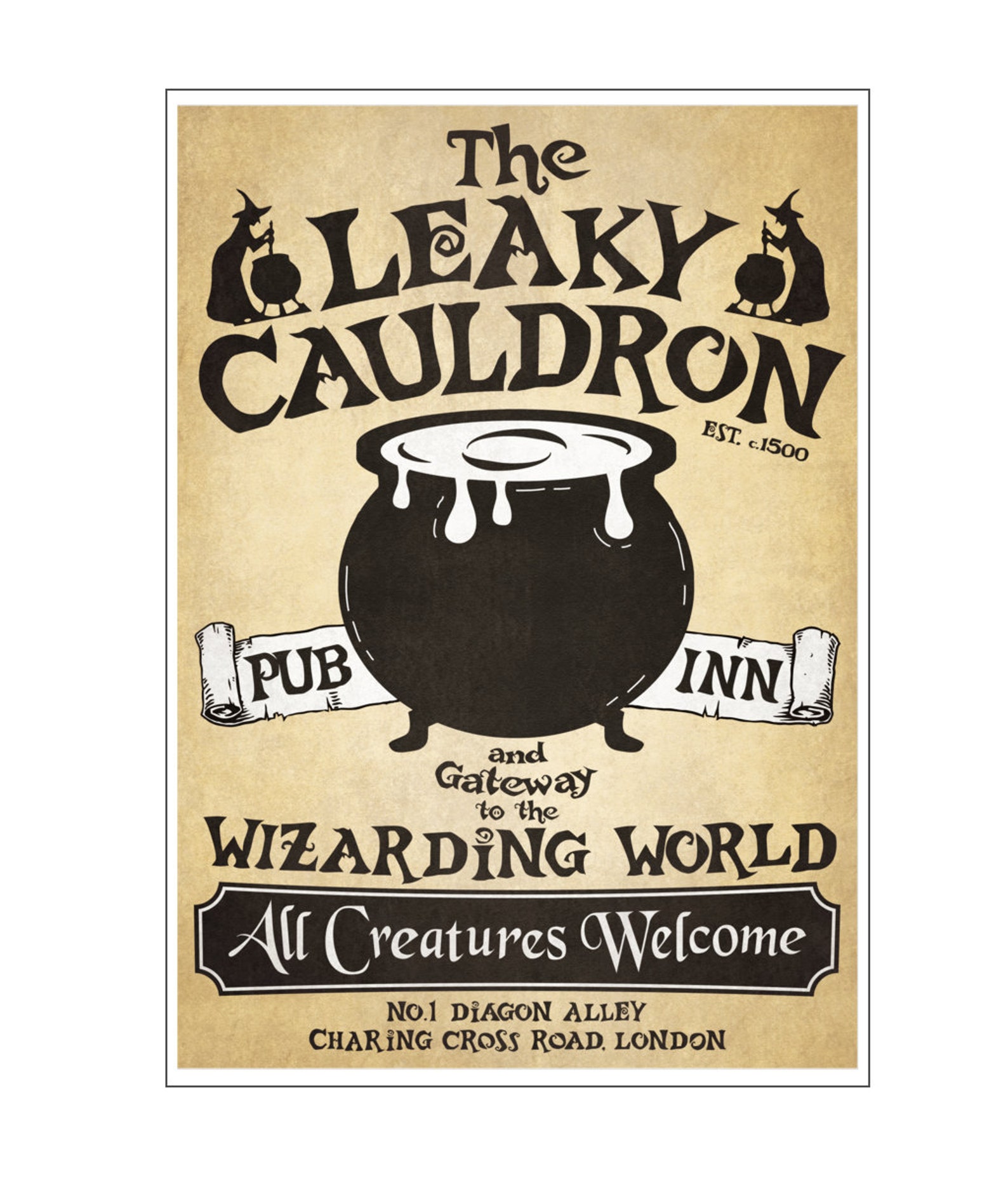 Harry Potter Leaky Cauldron Kneipenschild Poster Print Etsy Harry Potter Leaky Cauldron Kneipenschild Poster Print Etsy
