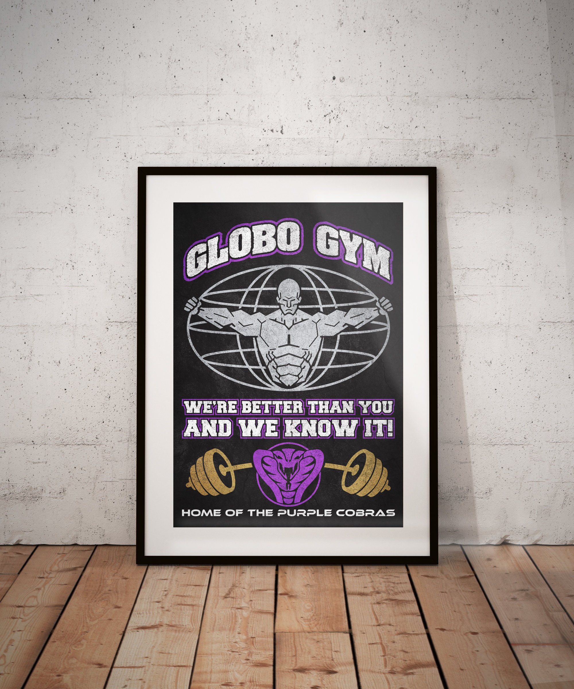 Globo Gym Purple Cobras Fitness Poster Print Dodgeball Etsy