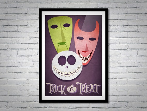 Nightmare Before Christmas Trick or Treat Print Tim Burton | Etsy