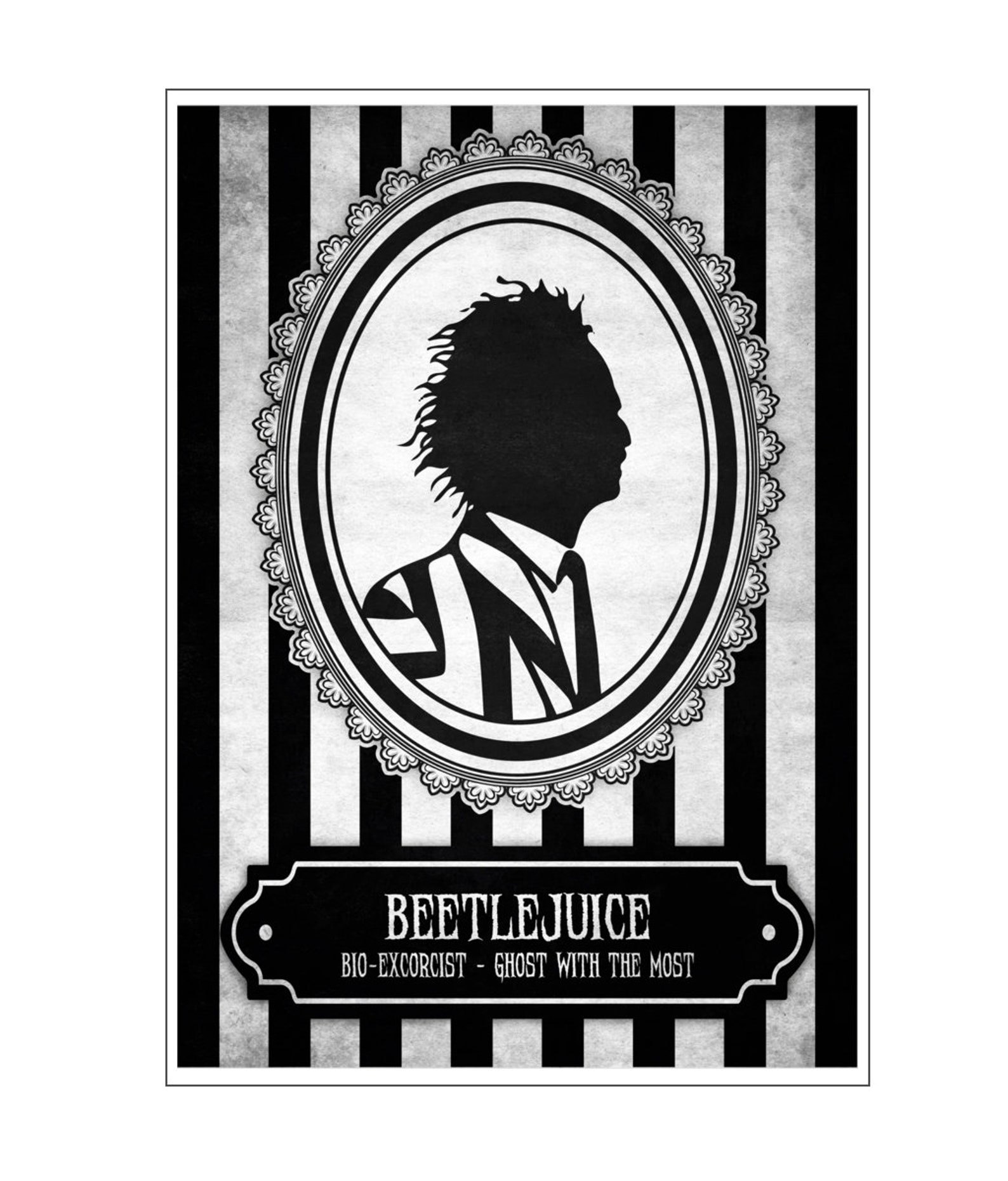 Beetlejuice Silhouette Movie Poster Print Tim Burton | Etsy