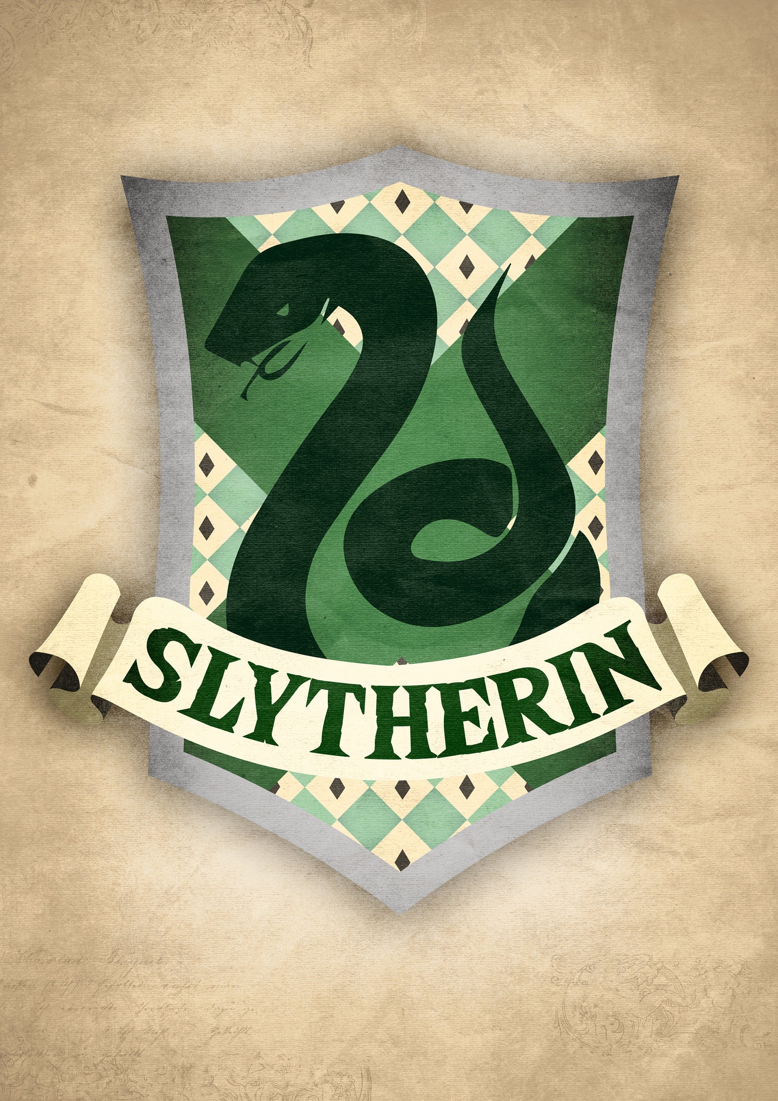 Slytherin Coat of Arms Crest Harry Potter Poster Alternative | Etsy