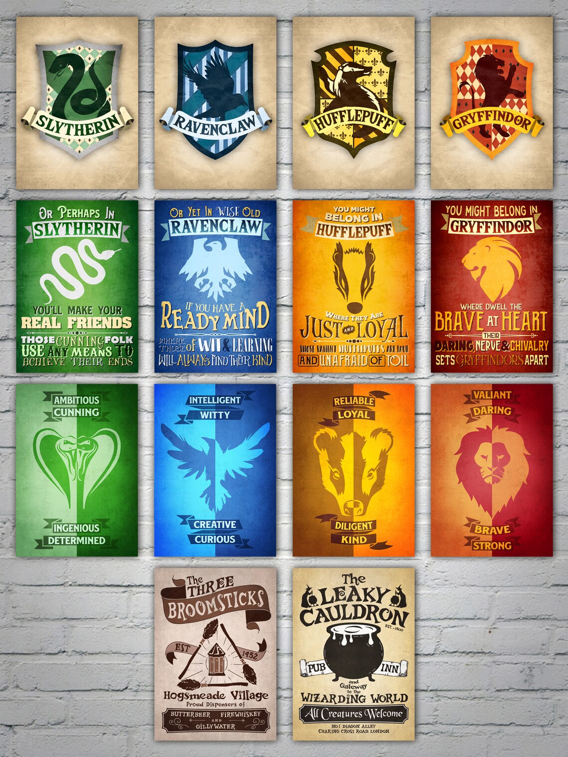 Leaky Cauldron Three Broomsticks Poster Collection SET OF 2 Etsy