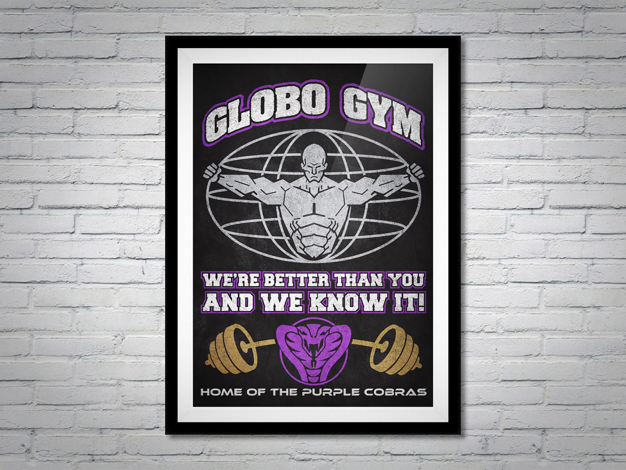 Globo Gym Purple Cobras Fitness Poster Print Dodgeball Etsy
