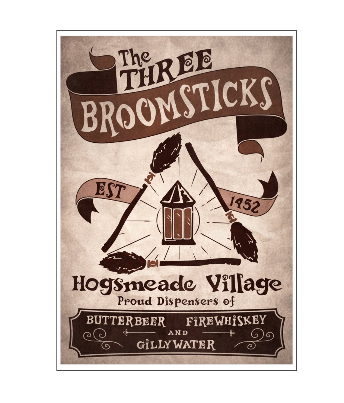 Harry Potter Three Broomsticks Pub Sign Poster Print | Etsy