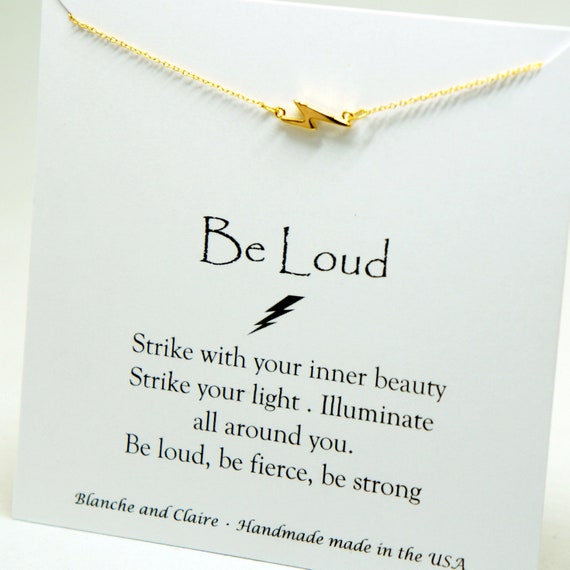 Lightning Bolt Necklace Card Set Dainty Gold Asymmetrical Necklace Courage Sentimental Gift for Her Thunderbolt Necklace