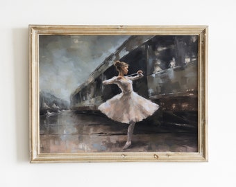 Vintage dansmålning | Konsttryck av balettdansare | Ballerinadansare | Konst för flickrum | Utskrivbar digital väggkonst
